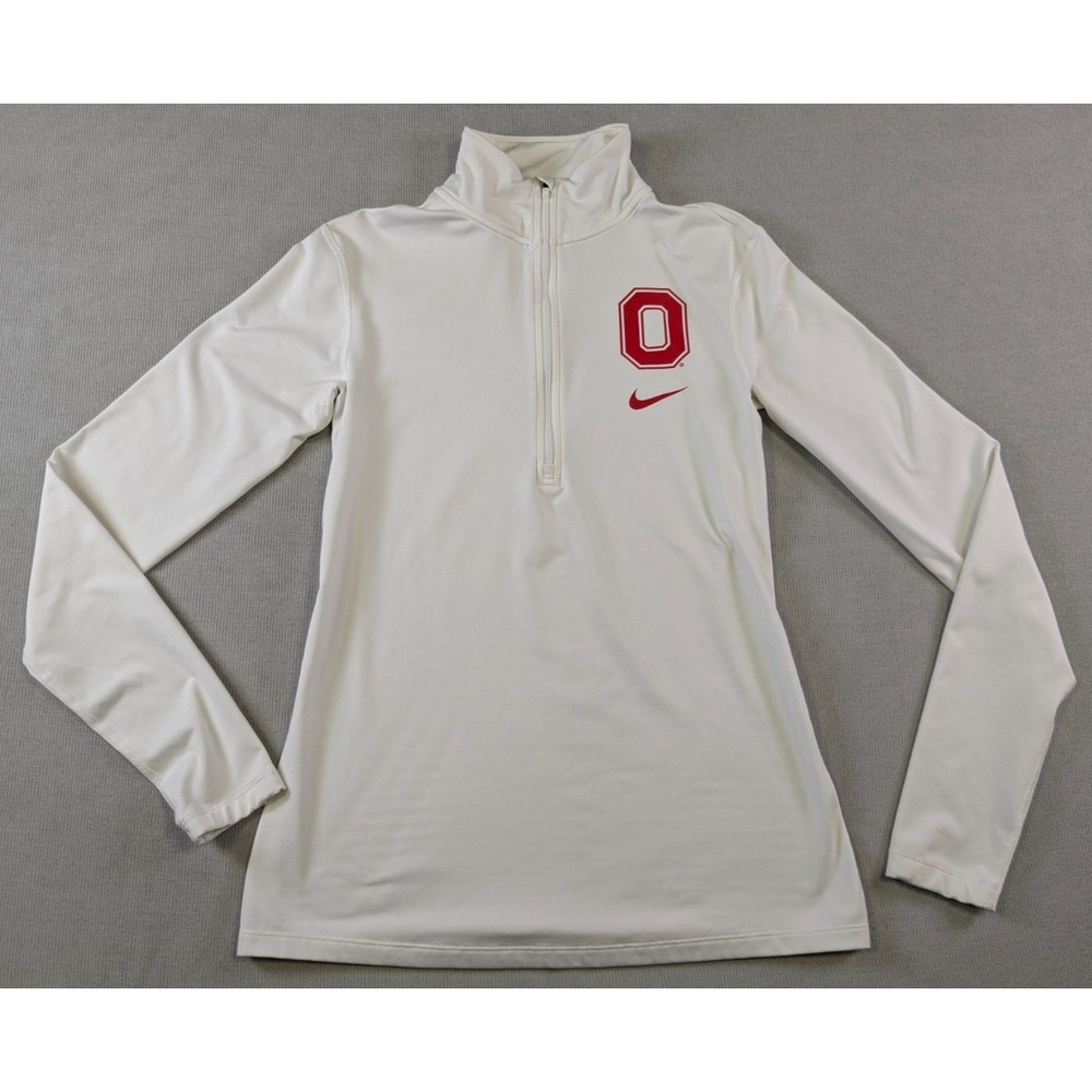 Ohio State Buckeyes Pullover Womens Large White Nike Dri-Fit Training Shirt OSU